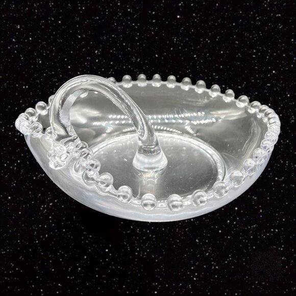 Vintage Candlewick Heart Shaped Nappy Candy Dish Clear Glass Beaded 5.5”W 3”T - Picture 4 of 10